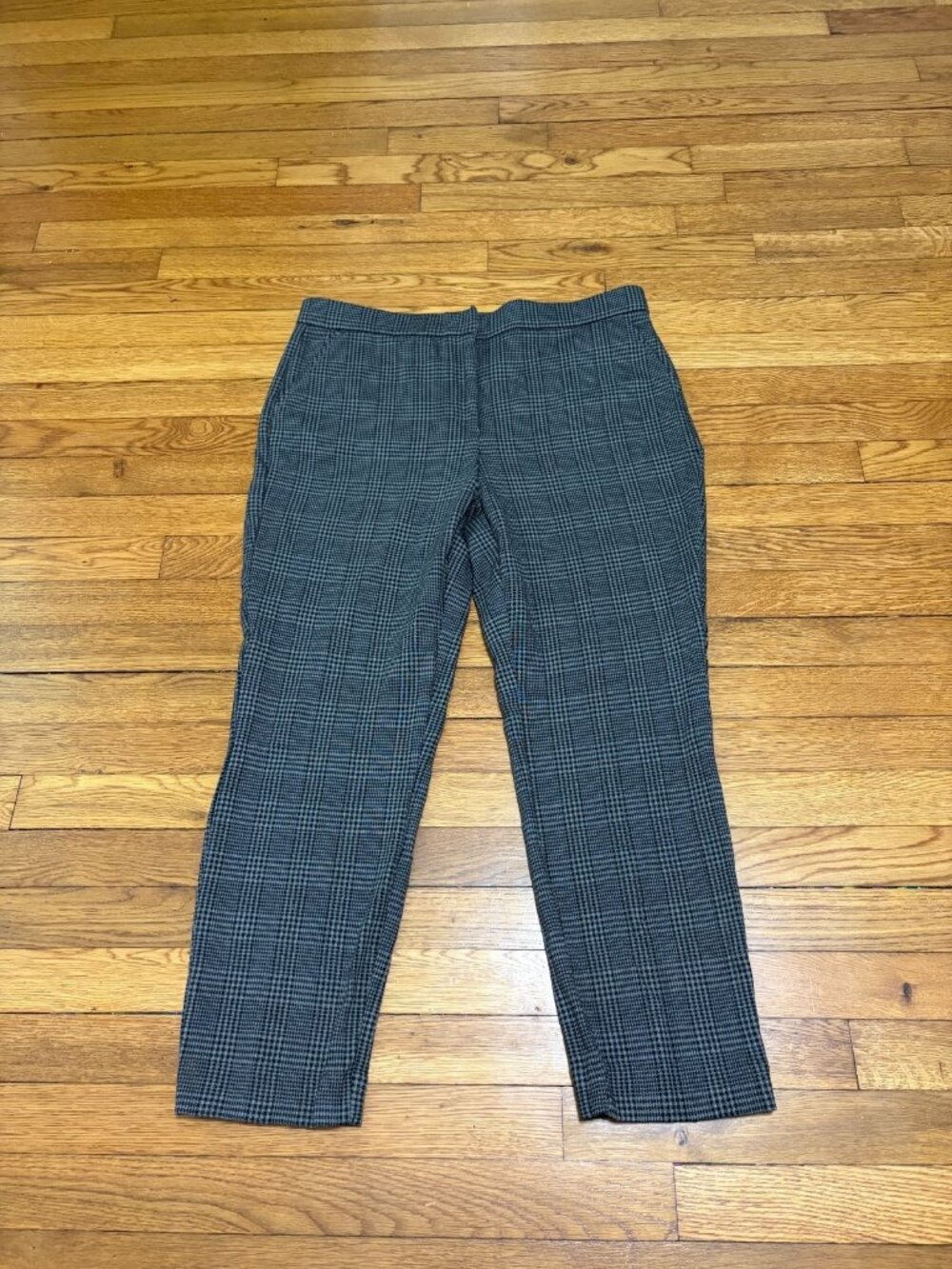 Banana Republic Womens Cropped Pants Size 14 Gray Black Check Stretch Career